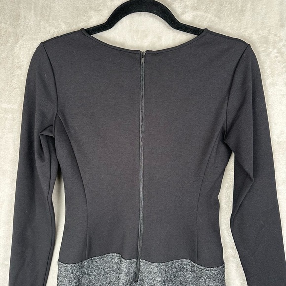 Theory Dress Womens 4 Black Gray Wool Blend Nalani Long Sleeve Stretch Retro - Picture 5 of 13